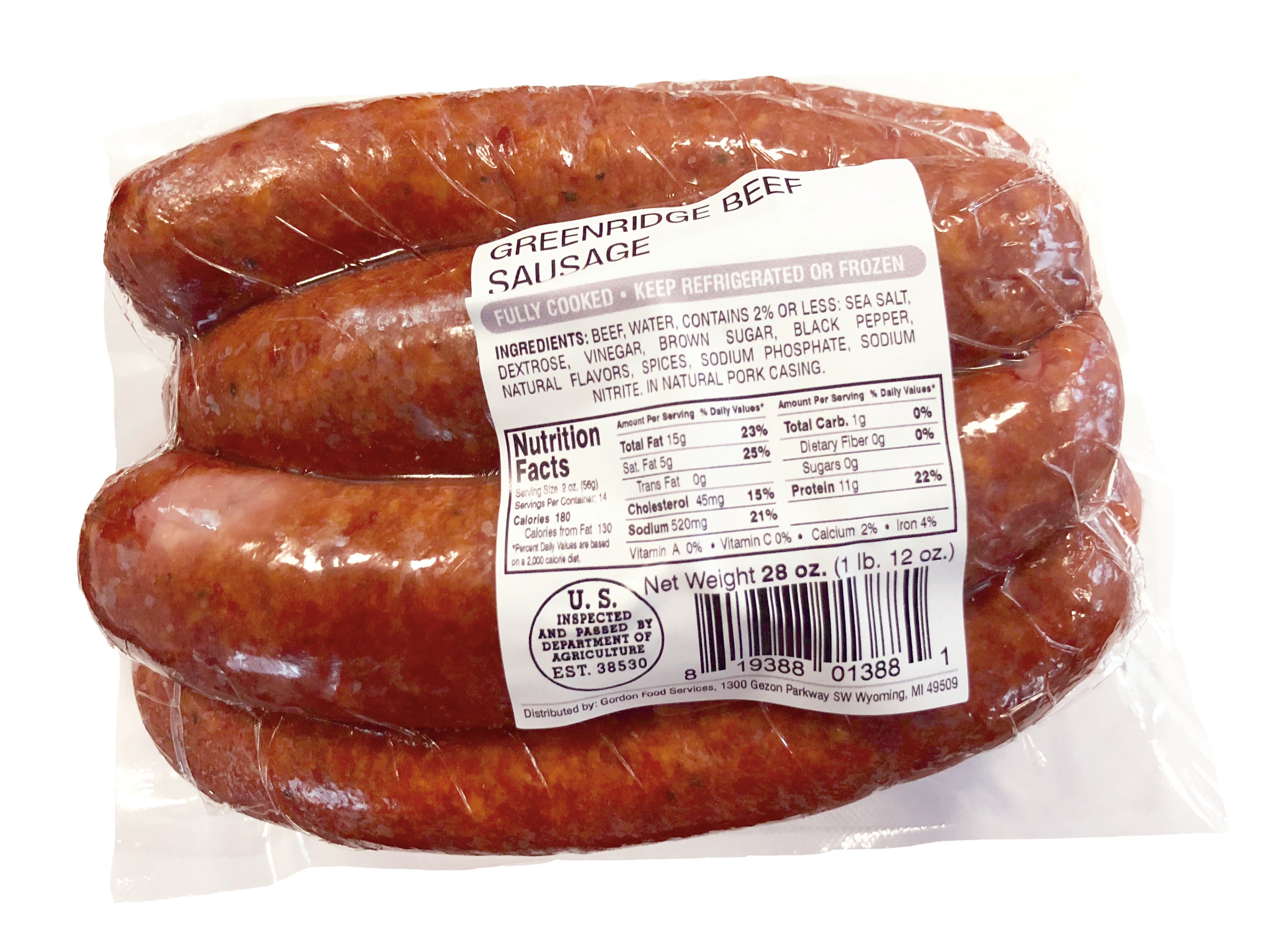 Greenridge Farm Beef Sausage - Gordon Food Service Store