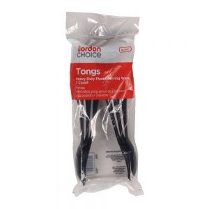 Black Plastic Serving Tongs | Packaged