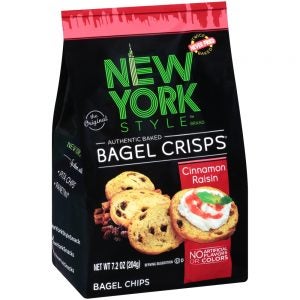 New York-style Cinnamon Raisin Bagels Crisps | Packaged