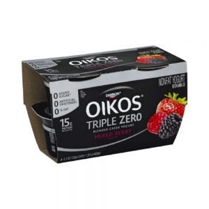 Dannon Oikos Triple Zero Greek Mixed Berry Yogurt | Packaged