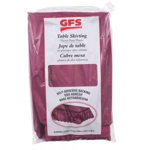 Burgandy Plastic Table Skirt | Packaged