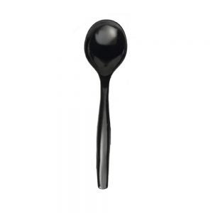 SPOON CATER 6.25" PLAS BLCK 72CT | Raw Item