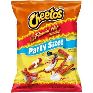 Flamin Hot Crunchy Cheese Flavored Snacks Party Size! | Packaged