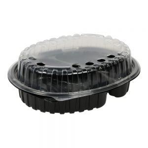 CONT PLAS 2CMPT BLK W/LID 126CT | Raw Item