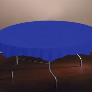 Plastic Round Tablecover, Blue, 82" | Styled