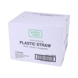 10.25" Straws, Giant, Black, Unwrapped | Corrugated Box