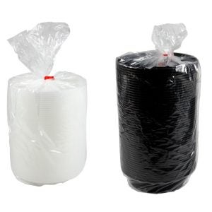 Plastic Containers, 24 oz., Black, Round, with Lids | Packaged