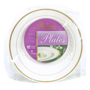 9" Ivory Plastic Plates | Packaged