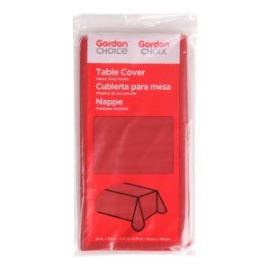 Red Plastic Table Covers | Packaged