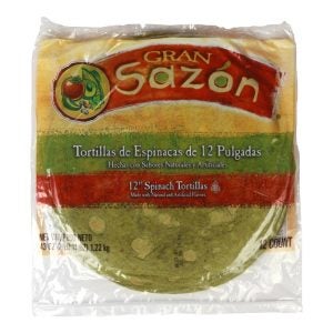 12" Spinach Tortillas | Packaged