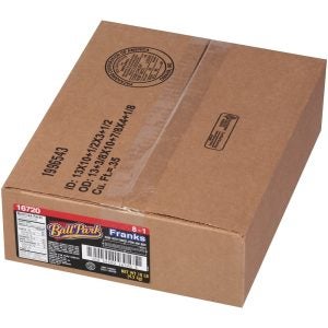 Beef Franks, 6 Inch 8 count per lb. | Corrugated Box