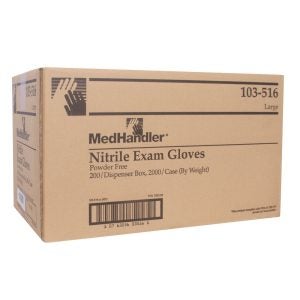 Large Powder-Free Nitrile Exam Gloves | Corrugated Box