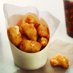 Breaded White Cheddar Cheese Curds | Styled