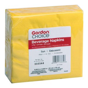 Yellow Beverage Napkins | Packaged