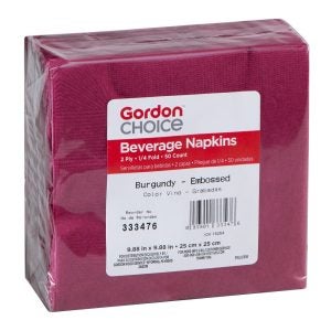 Burgandy Beverage Napkins | Packaged