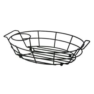 Oval Basket, Black, Wire, with Ramekin Holder | Raw Item