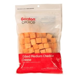 Medium Cheddar Cheese Cubes | Packaged