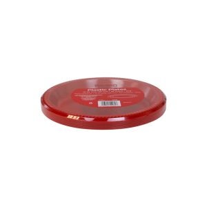 10.25" Red Plastic Plates | Packaged