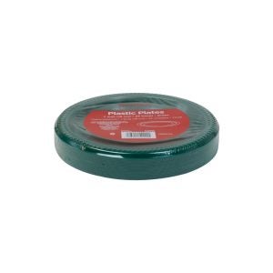 7" Green Plastic Plates | Packaged