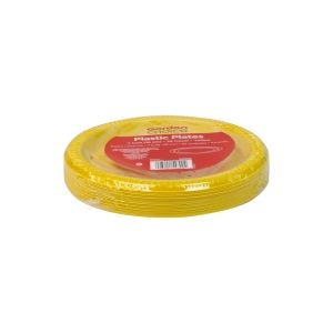 7" Yellow Plastic Plates | Packaged