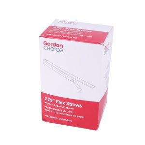 7.75" Wrapped White Flex Straws | Packaged