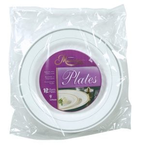 9" White Plastic Plates | Packaged