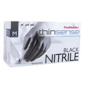 Medium Black Nitrile Powder Free Gloves | Packaged