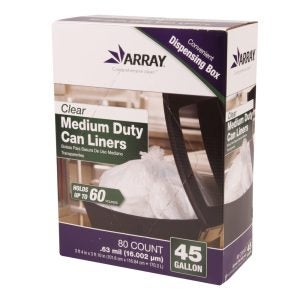 45 Gallon Clear Medium-Duty Can Liners | Packaged