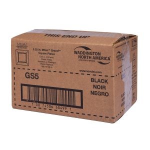 6" Square Black Plastic Plates | Corrugated Box