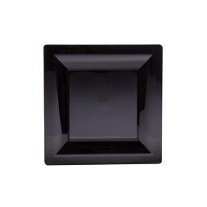 6" Square Black Plastic Plates | Raw Item