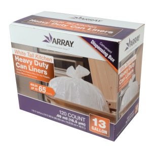 White Tall Kitchen Heavy Duty Can Liners | Packaged