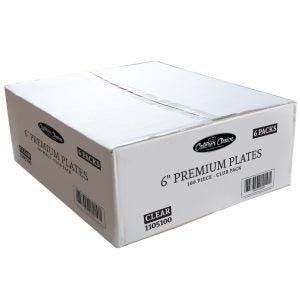 6" Clear Plastic Plates | Corrugated Box