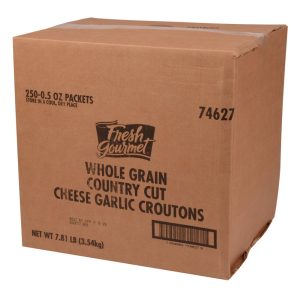 Whole Grain Cheese & Garlic Croutons | Corrugated Box