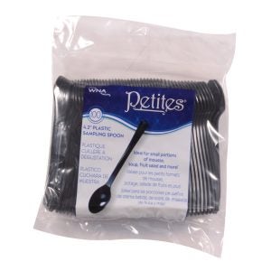 Black Plastic Petite Spoons | Packaged