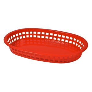 Red Plastic Oval Basket | Raw Item