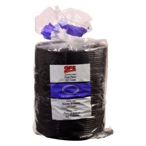 9" Black Foam Plates | Packaged