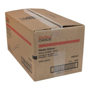 Heavy Plastic Knives, Black | Corrugated Box