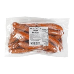 Cheddar Smoked Bratwurst Sausages 5 per pound | Packaged