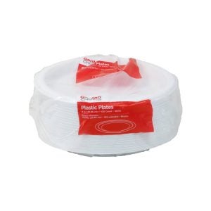 9" White Plastic Plates | Packaged