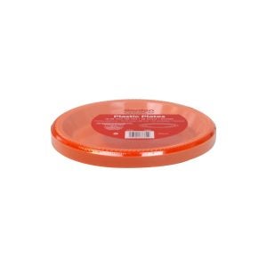 10.25" Orange Plastic Plates | Packaged
