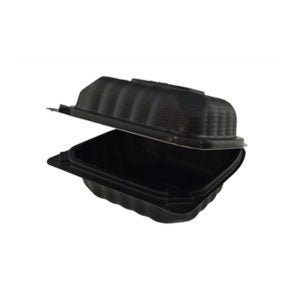 Single Compartment Black Hinged Container | Raw Item