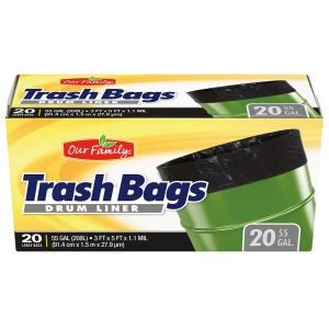 55 Gallon Black Trash Bags | Packaged