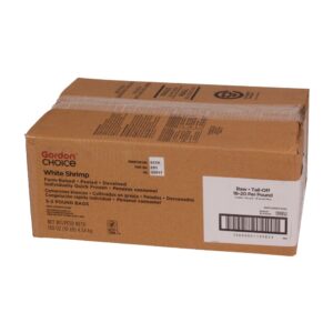 White Shrimp, Peeled & Deveined, T-Off, 16-20, IQF | Corrugated Box