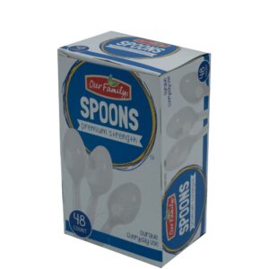 Heavy Duty White Plastic Spoons | Packaged