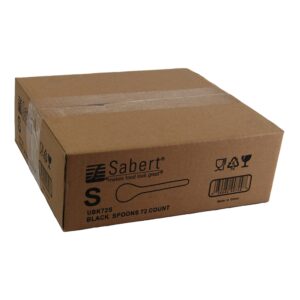 SPOON CATER 6.25" PLAS BLCK 72CT | Corrugated Box