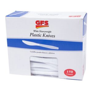White Plastic Knives | Packaged