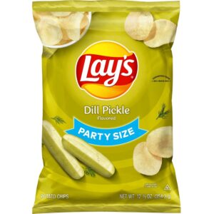 Party Size Dill Pickle Flavored Potato Chips | Packaged