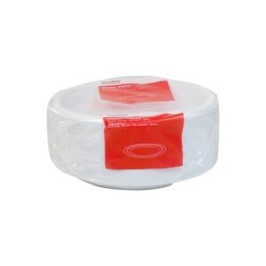 1-Compartment White Plastic Plates | Packaged