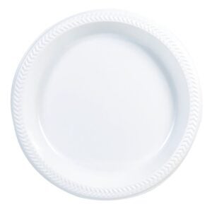 1-Compartment White Plastic Plates | Raw Item