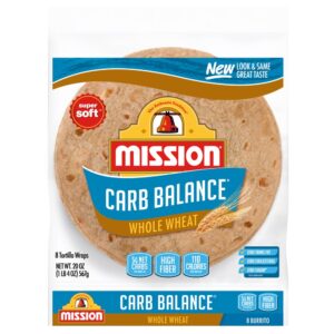 Mission Flour Tortillas Low Carb Whole Wheat Burrito 20oz | Packaged